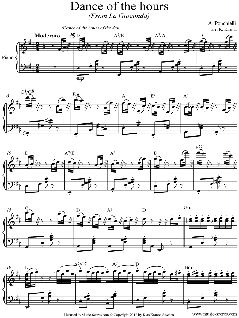 Front page of Dance of the Hours: Piano sheet music