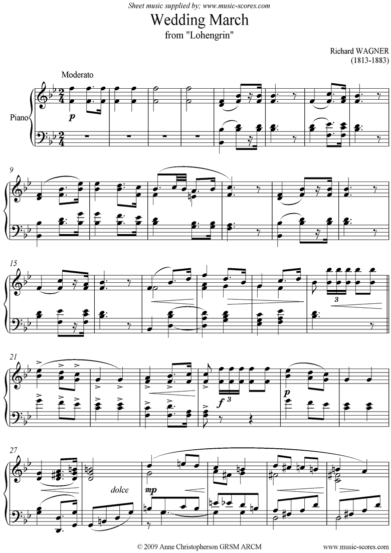 Front page of Wedding March: from Lohengrin: Piano short version sheet music