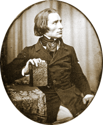 Black & White Photograph of Franz Liszt in 1843