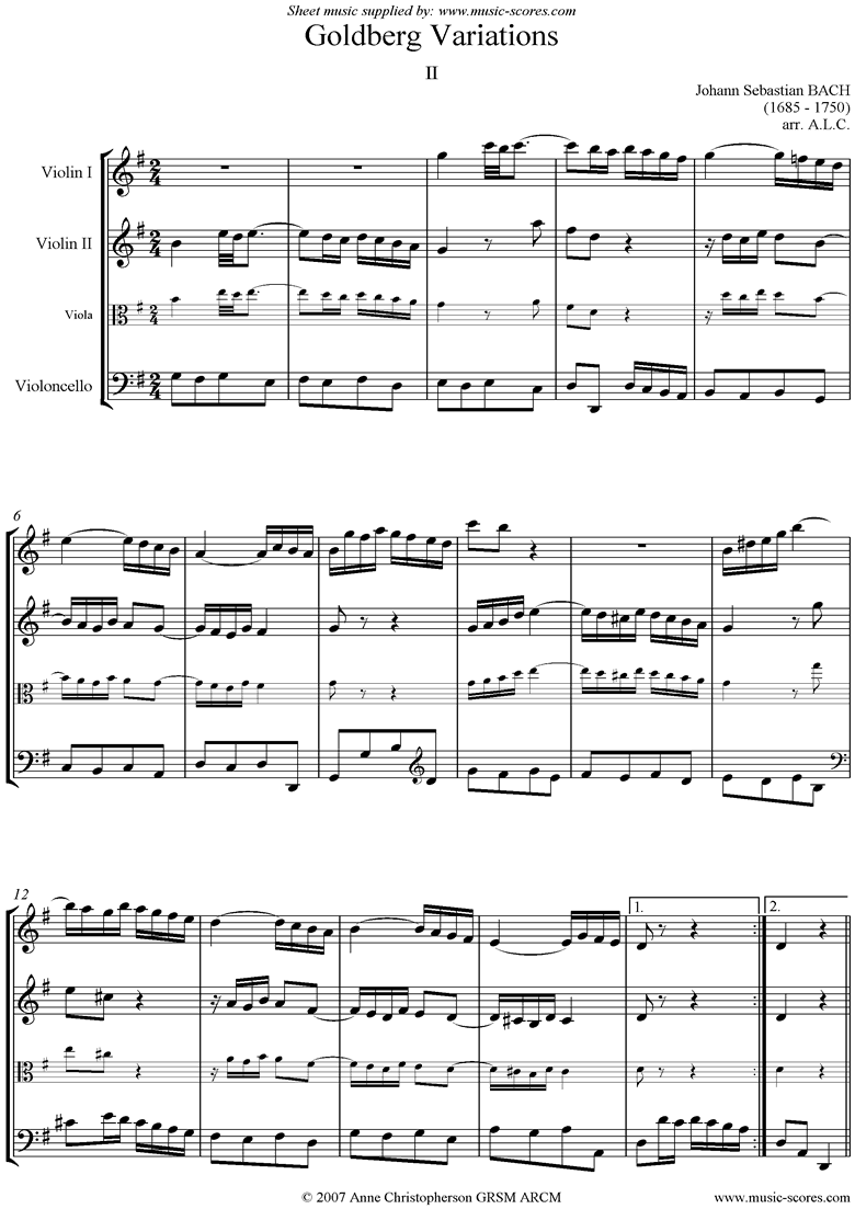 Bach. Variations No. 02 Trio classical sheet