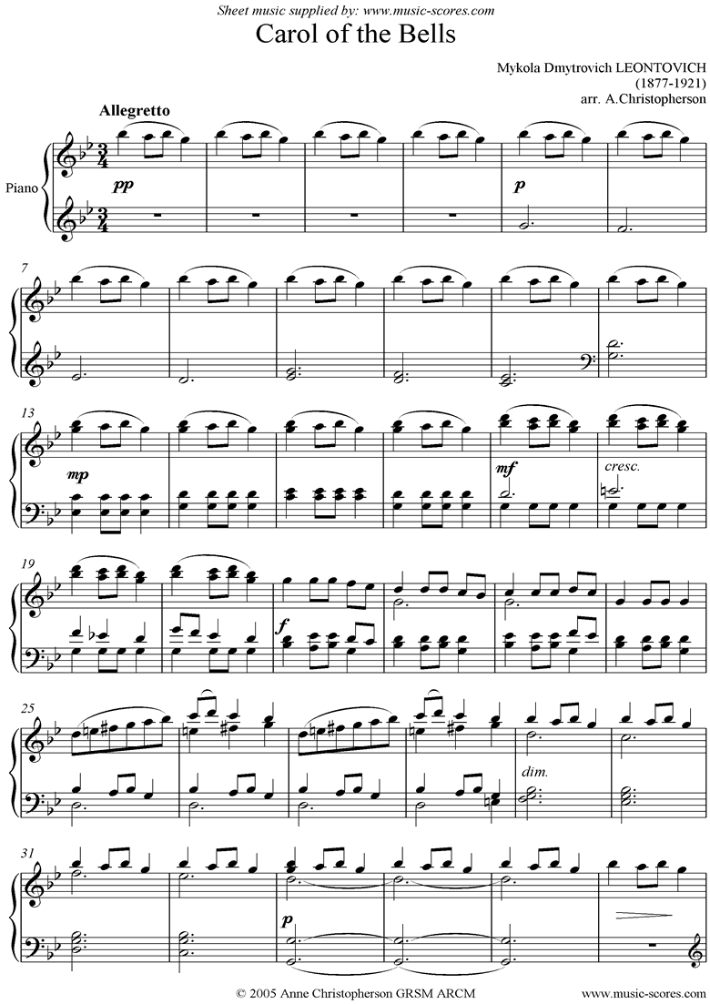 leontovich-carol-of-the-bells-piano-classical-sheet-music