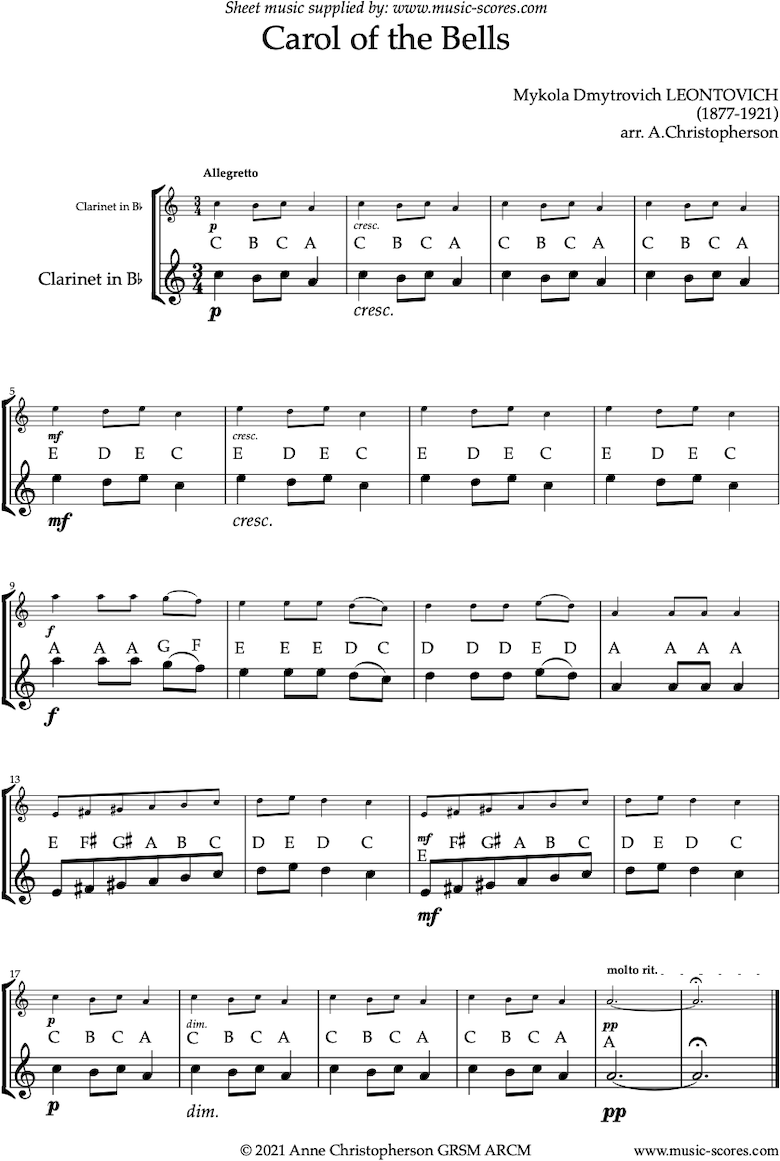 clarinet sheet music for beginners