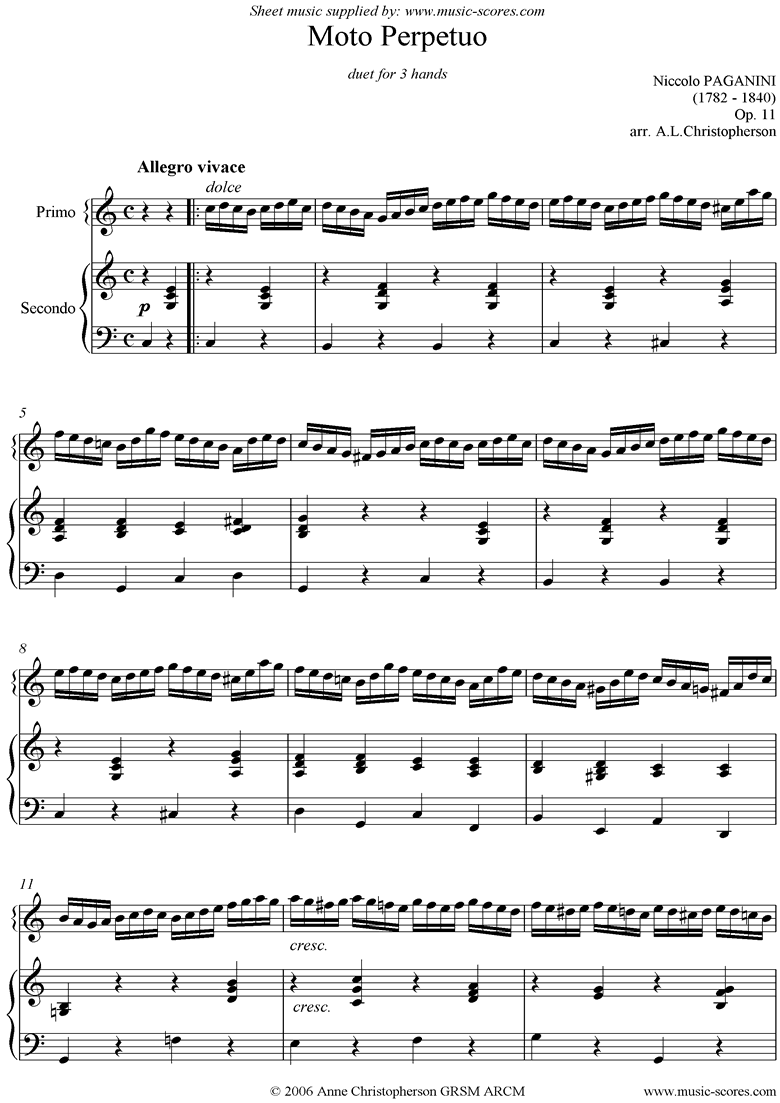 Moto Perpetuo sheet music for clarinet and piano (PDF)