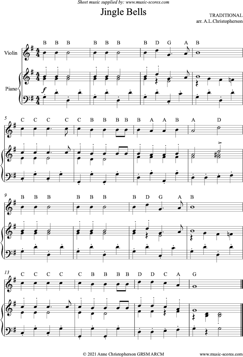 violin christmas sheet music for beginners